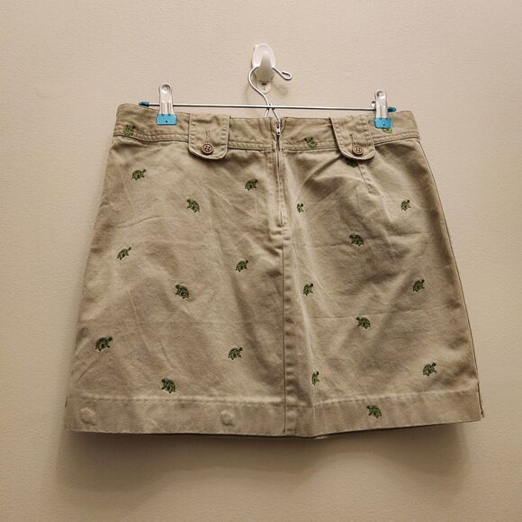 J. Crew Chino Mini Skirt Womens Sz 6 Khaki Embroidered Turtle Vet Zoo Ms.Frizzle - Picture 6 of 9